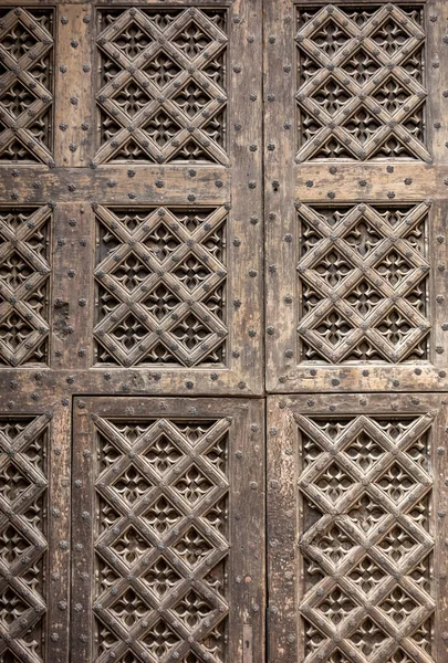 Staré Dřevěné Dveře Baziliky Marie Gdaňsku Polsko — Stock fotografie