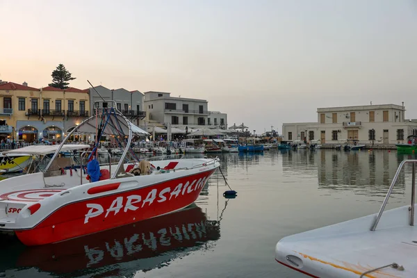 Rethymnon Crete Greece Sept 2021 Waterside Restaurants Early Evening Light — Stock Photo, Image