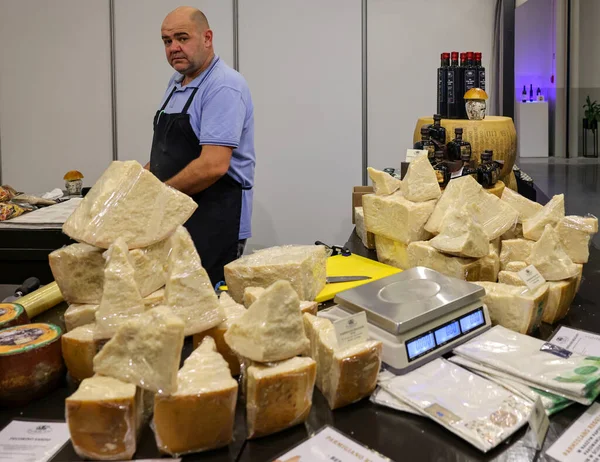 Краков Польша Ноября 2021 Года Сыр Parmigiano Reggiano Выставке Enoexpo — стоковое фото