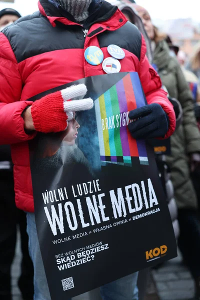 Krakau Polen Dezember 2021 Freie Medien Freie Menschen Freies Polen — Stockfoto