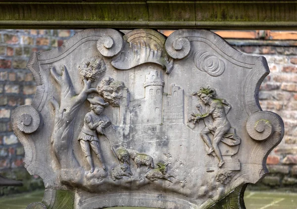 Stenen Reliëf Versiert Ingangen Van Huizen Mariacka Street Gdask Polen — Stockfoto