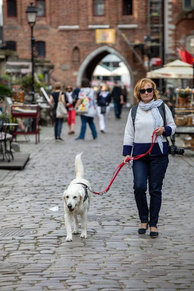 Gdansk Polonia Septiembre 2020 Grupo Personas Mariacka Street Principal Calle —  Fotos de Stock