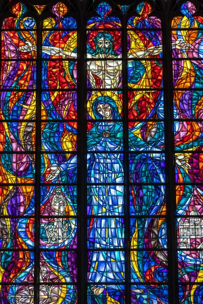 Gdansk Poland Sept 2020 Colorful Stained Glass Window Main Altar — Stock Photo, Image