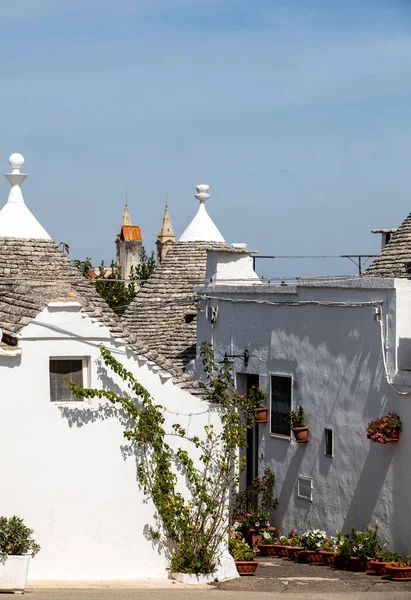 Traditionella Vita Hus Byn Trulli Alberobello Italien Byggstilen Specifik För — Stockfoto