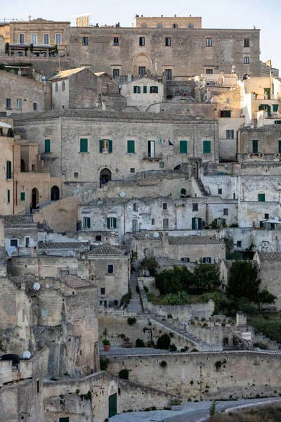 Pohled Sassi Matera Historickou Čtvrť Městě Matera Známé Pro Své — Stock fotografie