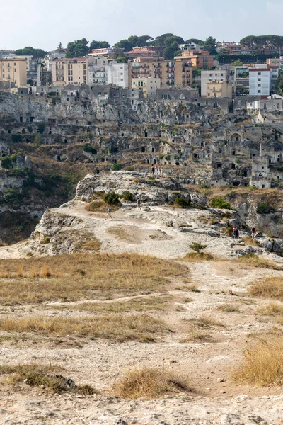 Panoramisch Uitzicht Sassi Matera Een Historische Wijk Stad Matera Bekend — Stockfoto