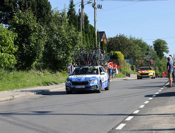 Krakow Poland August 2022 Cofidis Team Vehicle Route Tour Pologne — Stock Photo, Image