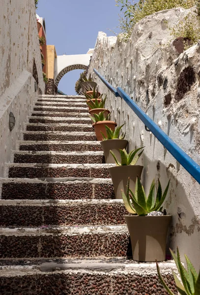 Escalones Piedra Estrechos Playa Roja Costa Sur Isla Santorini Cícladas — Foto de Stock