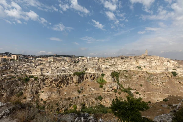 Πανοραμική Άποψη Του Sassi Matera Μια Ιστορική Συνοικία Στην Πόλη — Φωτογραφία Αρχείου