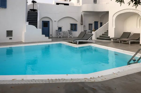 Imerovigli Santorini Griechenland Juli 2021 Weißgetünchte Häuser Mit Terrassen Und — Stockfoto