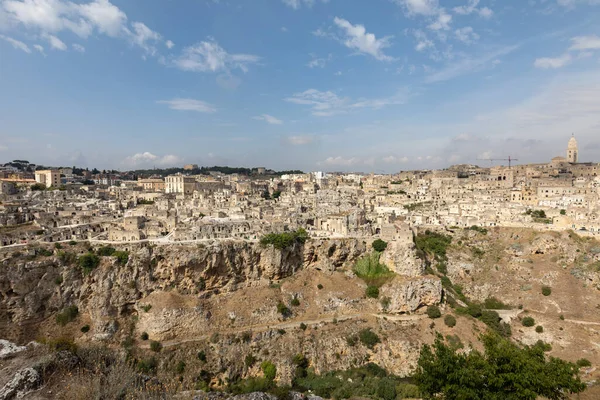 Panoramatický Výhled Sassi Matera Historickou Čtvrť Městě Matera Známou Svými — Stock fotografie