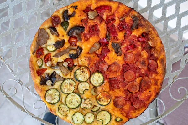 Homemade Pizza Wonderful Mix Flavors Colors Feast Eyes Palate — Stock Photo, Image