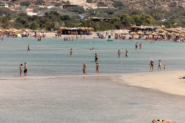 Elafonisi Crète Grèce Septembre 2021 Les Gens Relaxent Sur Célèbre — Photo