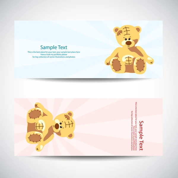 Set de banners con osito de peluche — Archivo Imágenes Vectoriales