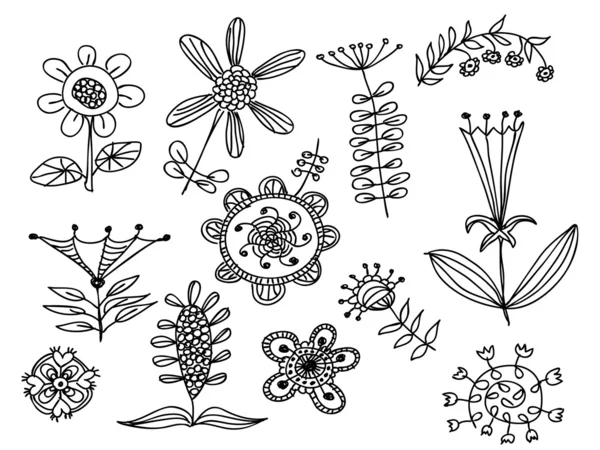 Flores dibujadas a mano — Archivo Imágenes Vectoriales