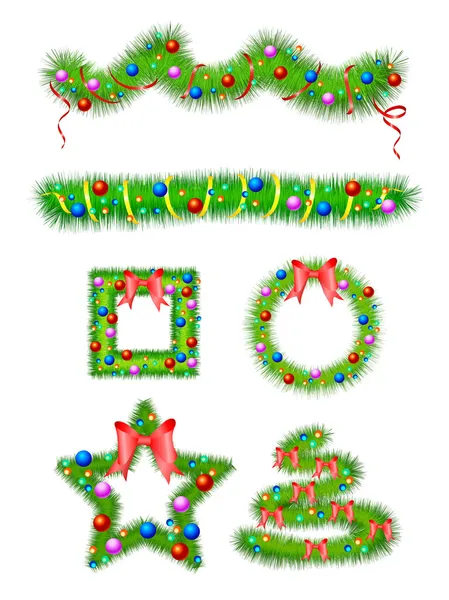 New year tree in different shape — Stock Vector