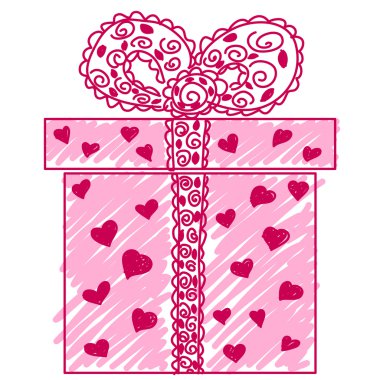 çizilmiş hediye kutusu doodle. vektör resim.