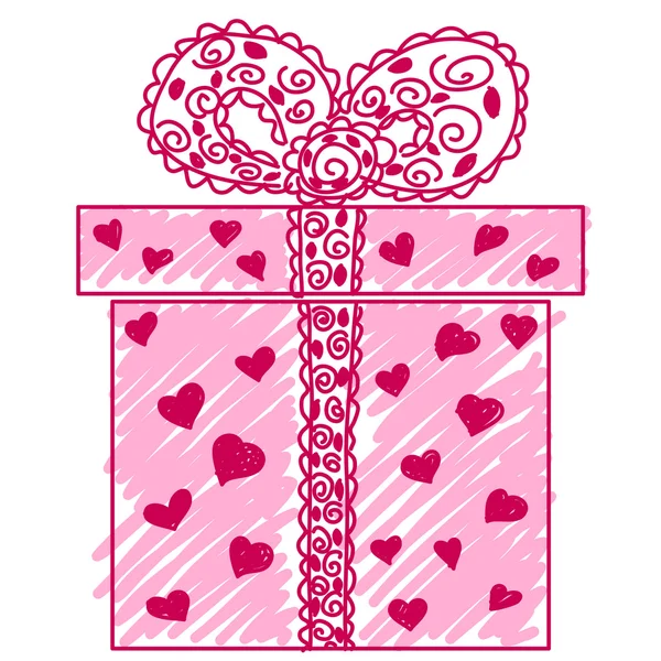 Hand-drawn gift box doodle. Vector image. — Stock Vector