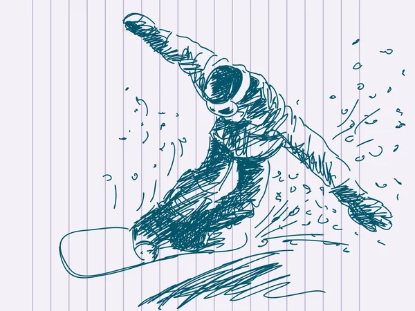 Ręcznie rysowane snowboard wektor — Wektor stockowy