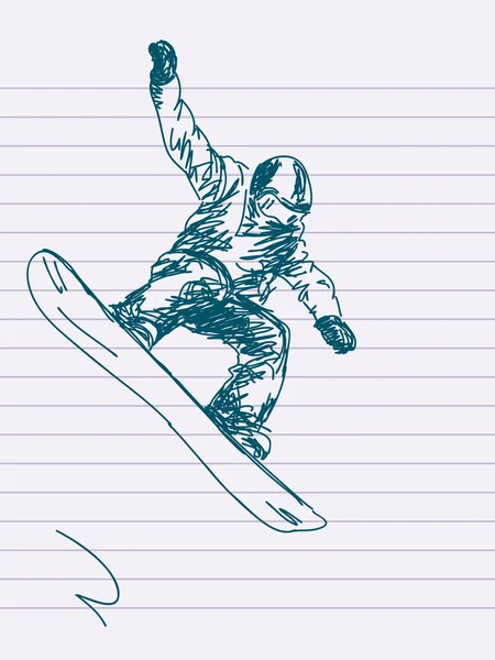 Hand getekend snowboarden vector — Stockvector