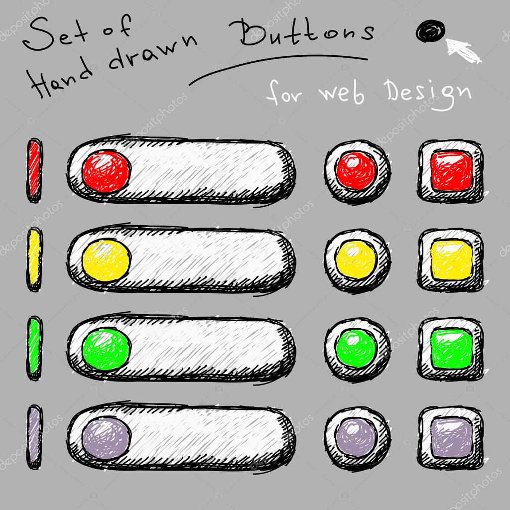 Set of hand drawn buttons Vector