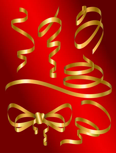 Gold holiday ribbon — Stock Vector