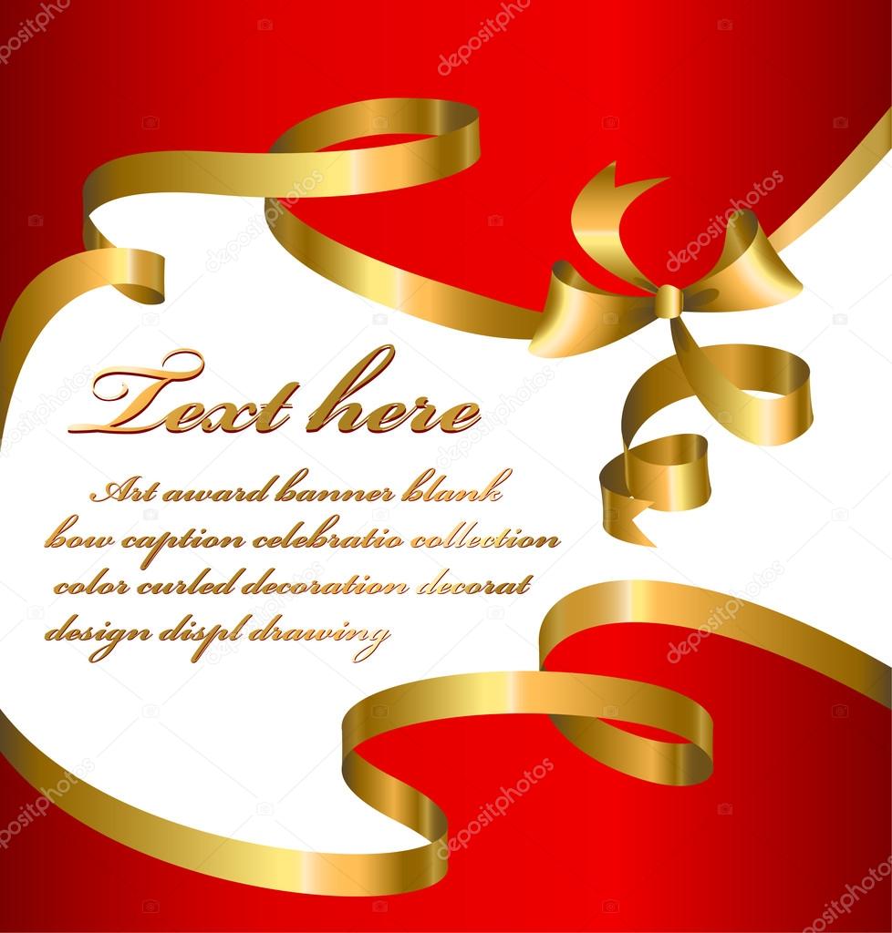 Blank letter with gold ribbon decoration. vector