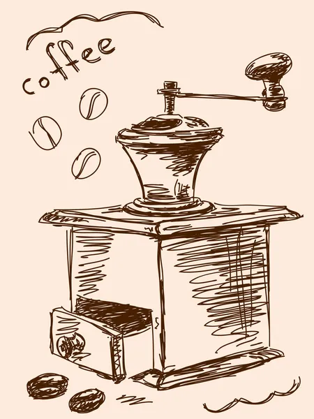 手描き下ろしコーヒー グラインダー ベクトル — ストックベクタ