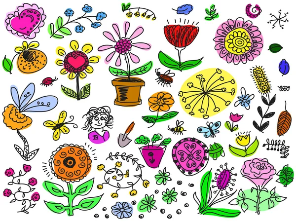 Ręcznie rysowane kwiaty — Wektor stockowy