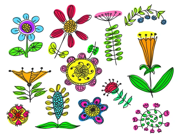 Ręcznie rysowane kwiaty — Wektor stockowy
