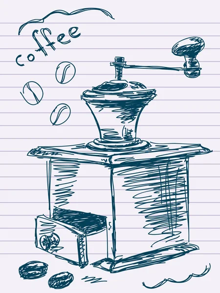 Kézzel rajzolt vektoros kávédaráló — Stock Vector