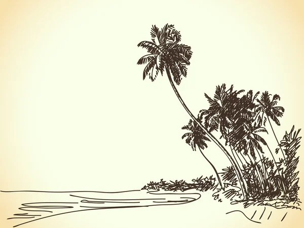 Playa con palmeras — Archivo Imágenes Vectoriales