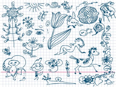 elle çizilmiş karalamalar kümesi