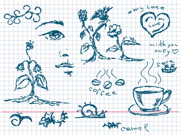 Doodles desenhados à mão Vector — Vetor de Stock