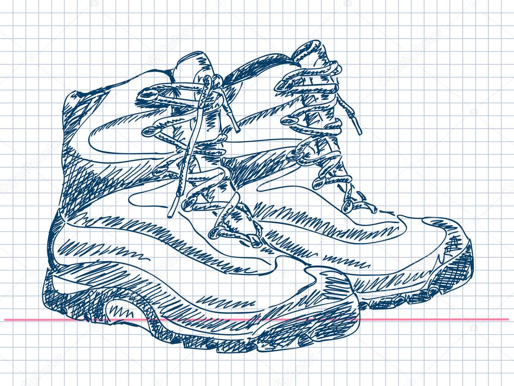 Hand drawn hiking boots Vector