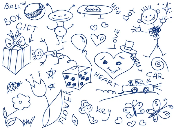 Enkel ritning barnens doodles vektor — Stock vektor