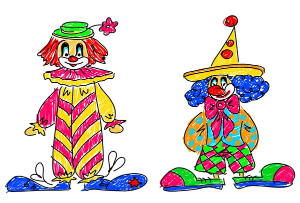 Clown mit buntem Stift - Vektorillustration — Stockvektor