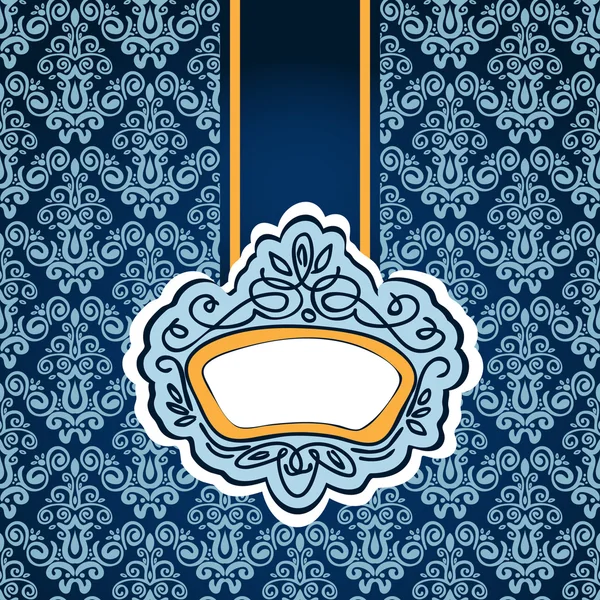 手描きの青い背景とビンテージ テンプレート — ストックベクタ