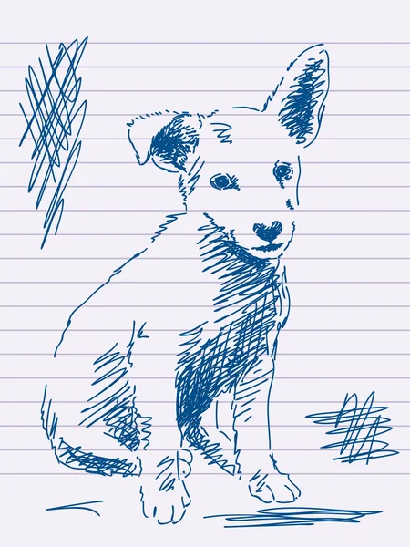 Cão desenhado à mão Vector —  Vetores de Stock