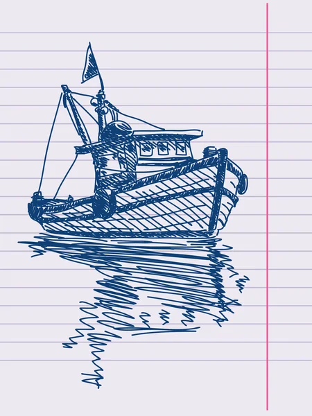 Bateau tiré à la main — Image vectorielle