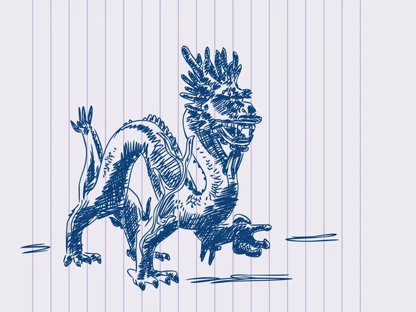 Dragón chino dibujado a mano — Archivo Imágenes Vectoriales