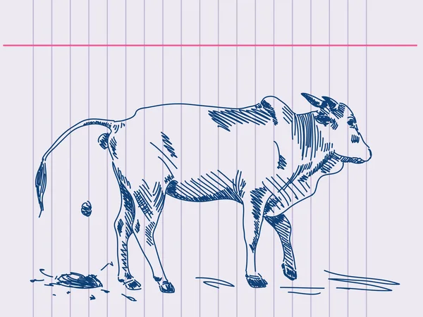 Rysunek krowy zebu w akcji — Wektor stockowy