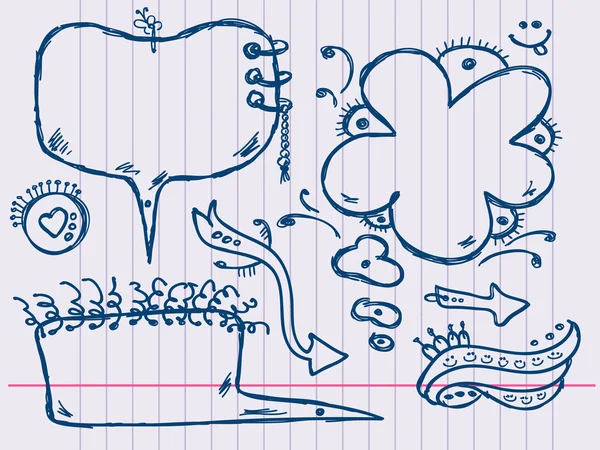손으로 그린 스피치와 생각 거품 — 스톡 벡터