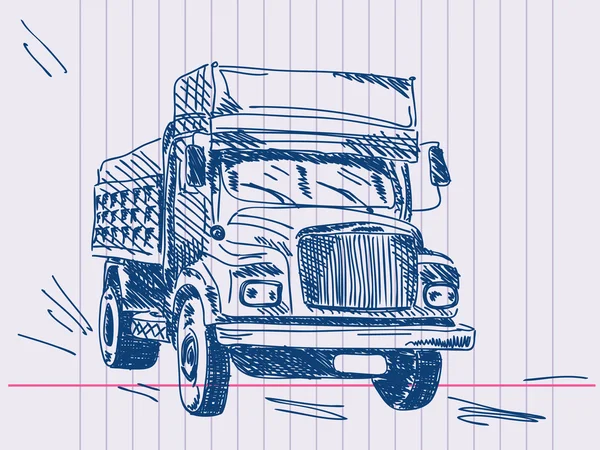 Camion de dessin à la main — Image vectorielle