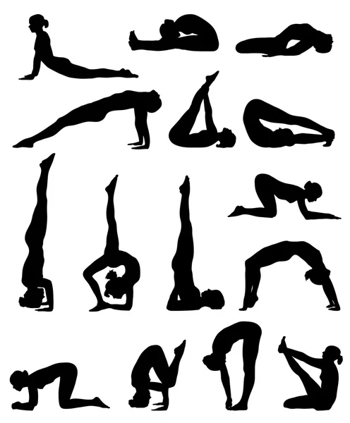 Posturas de yoga — Vector de stock