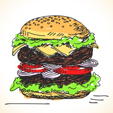 çizilmiş Peynirli hamburger el