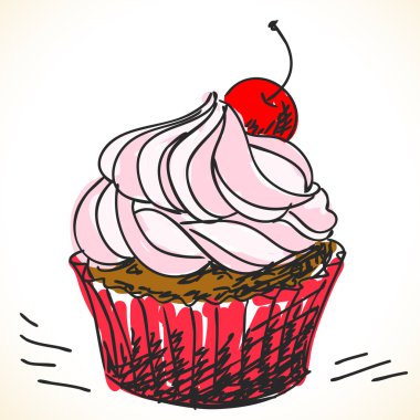 çizilen bir cupcake el