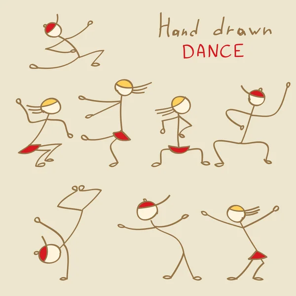 Ensemble de danse dessinée à la main — Image vectorielle