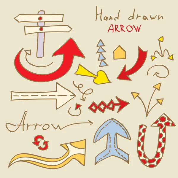 Set di frecce disegnate a mano — Vettoriale Stock
