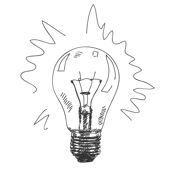 Lampe à ampoule dessinée à la main — Image vectorielle